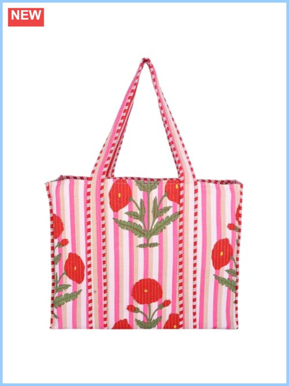 Cotton Quilted Tote Bag Lightweight Reversible Travel Shopping Shoulder Bag